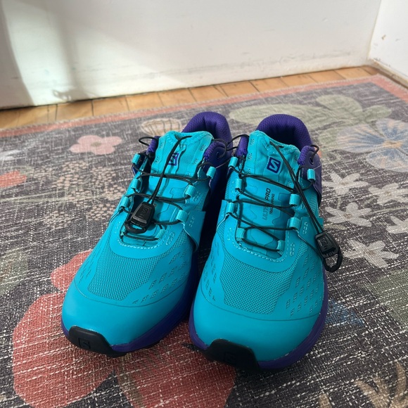 NEW Salomon Ultra Pro Trail Running Tennis Shoes size 38 EU Turquoise Blue Navy - Picture 7 of 15